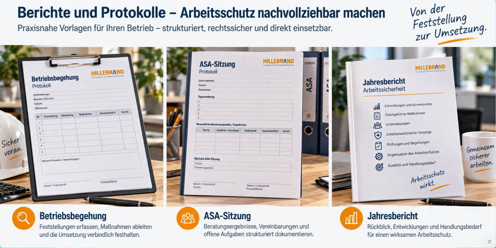 Berichte und Protokolle im Arbeitsschutz – Betriebsbegehung, ASA-Sitzung und Jahresbericht