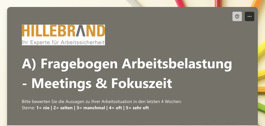 Microsoft-Forms-Umfrage zu Meetings, Fokuszeit und Arbeitsbelastung im Büro